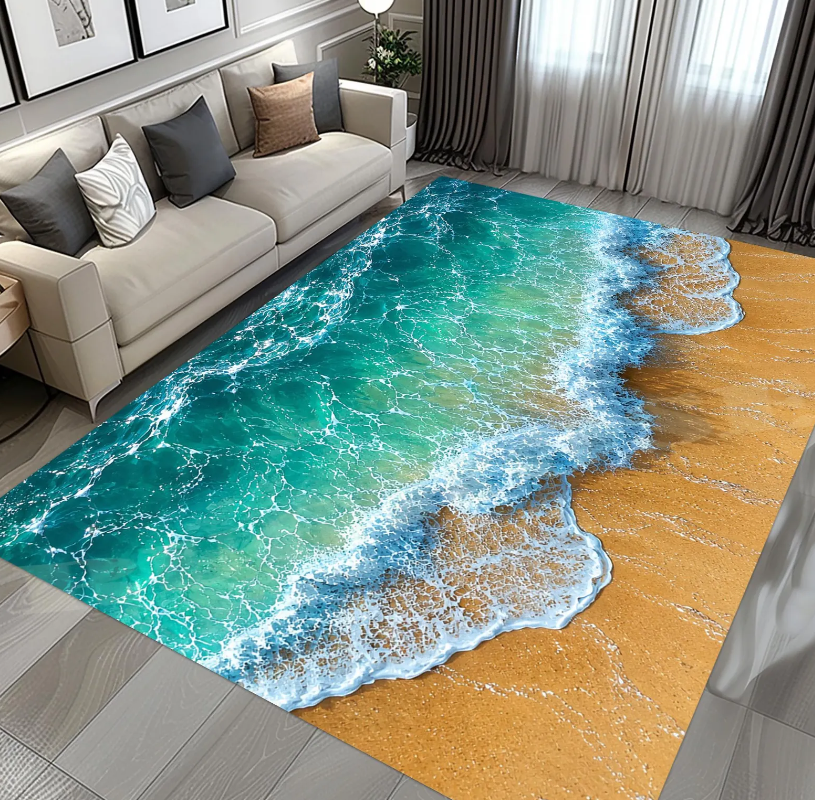 Home Fragrance Ocean Breeze - Ocean Waves Beach Rug, Nautical Decor,