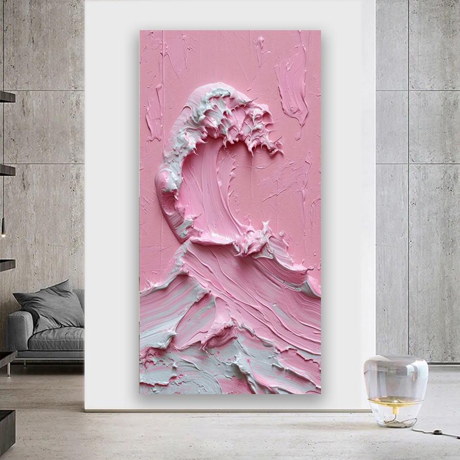 Home Fragrance Ocean Breeze - Pink Green Ocean Waves Oil Painting