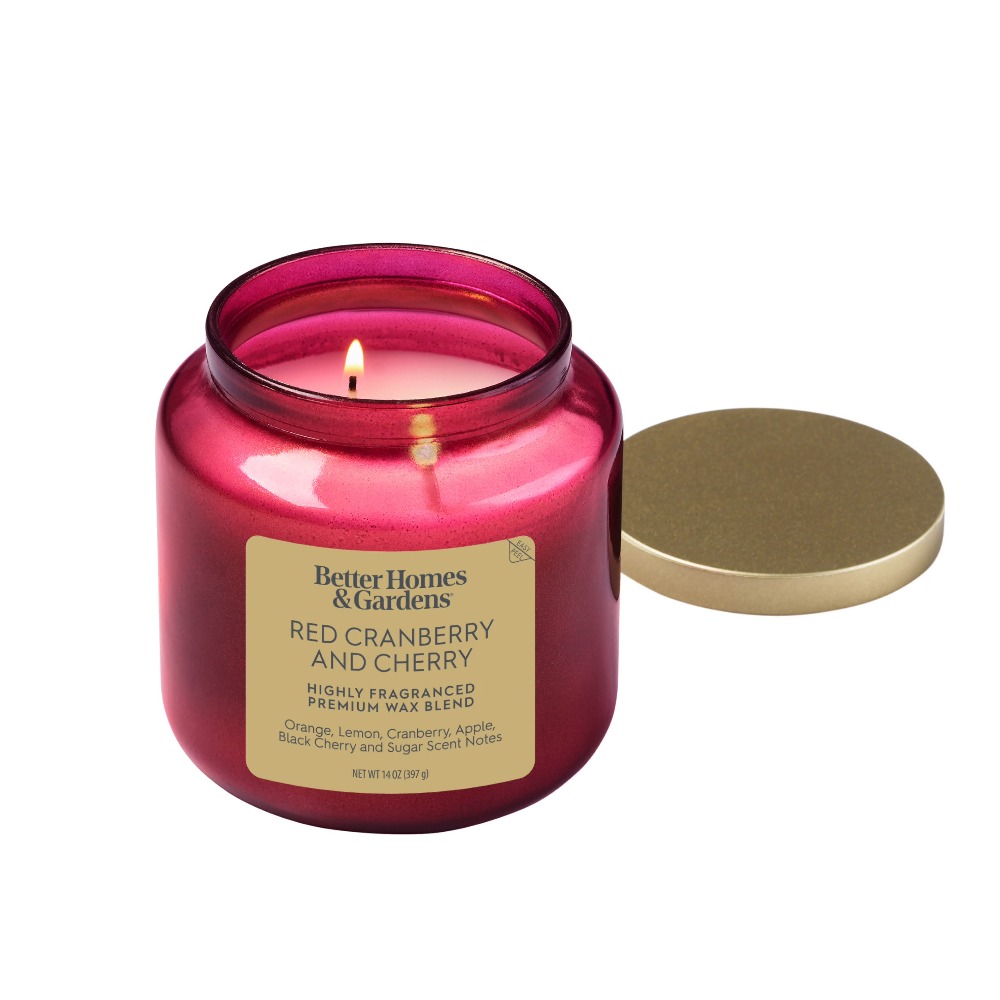 Fragrance In Home - Red Glass Jar Candle with Gold