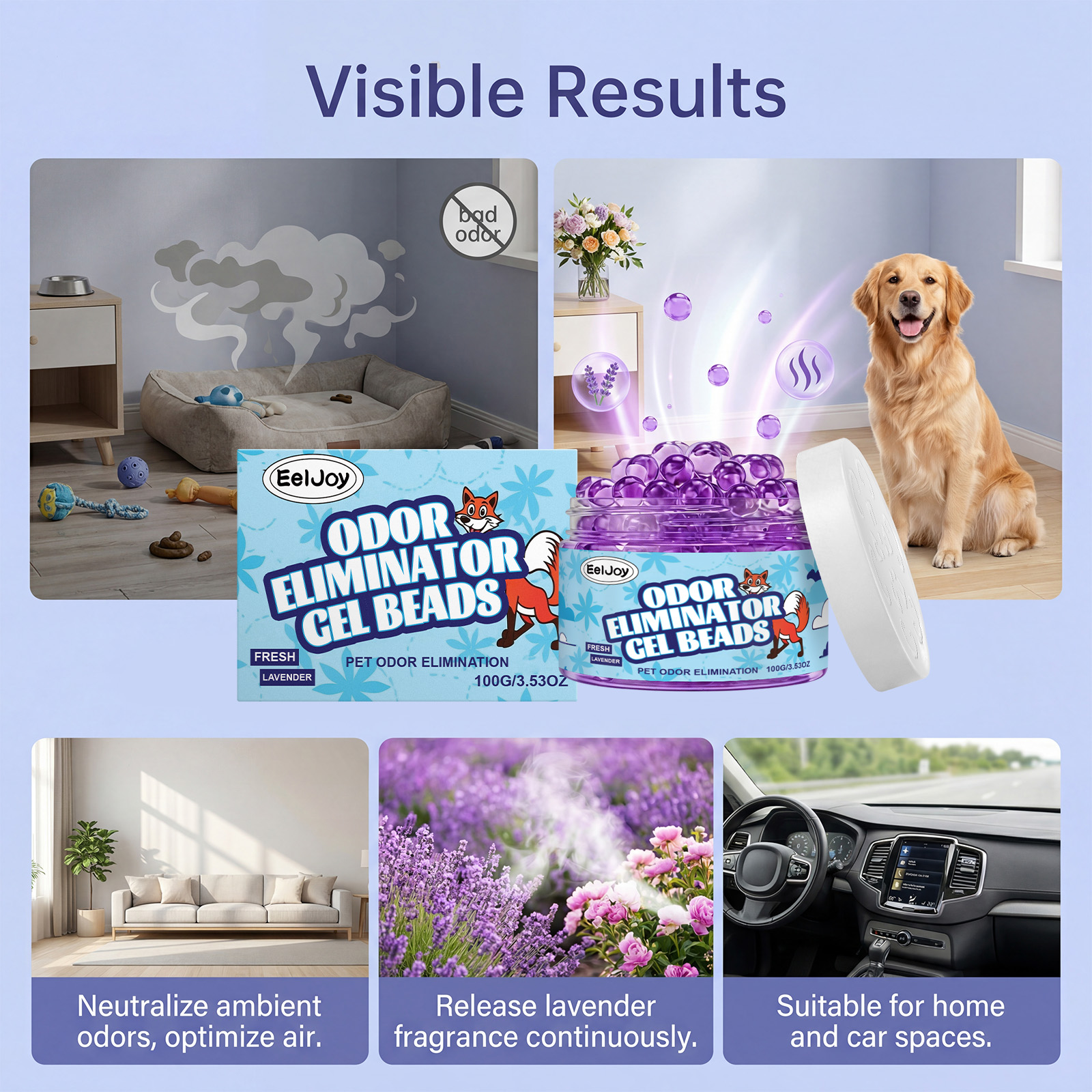 Pet Odor Eliminator Gel Beads  - đánh giá và giá Gel Air Freshener
